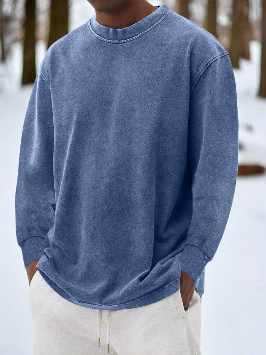 Herr Sweatshirt - Lös Passform - Bomullsblandning - Rund Hals - Långärmad Casual