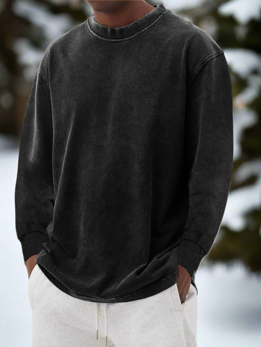 Herr Sweatshirt - Lös Passform - Bomullsblandning - Rund Hals - Långärmad Casual