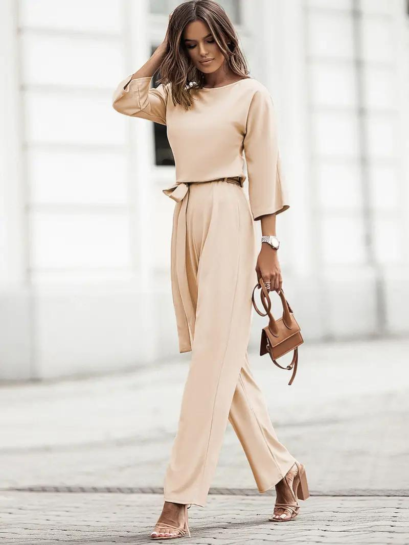 Dambyxdress – Vida Ben – 3/4-Ärm – Knytband i Midjan – Elegant och Bekväm