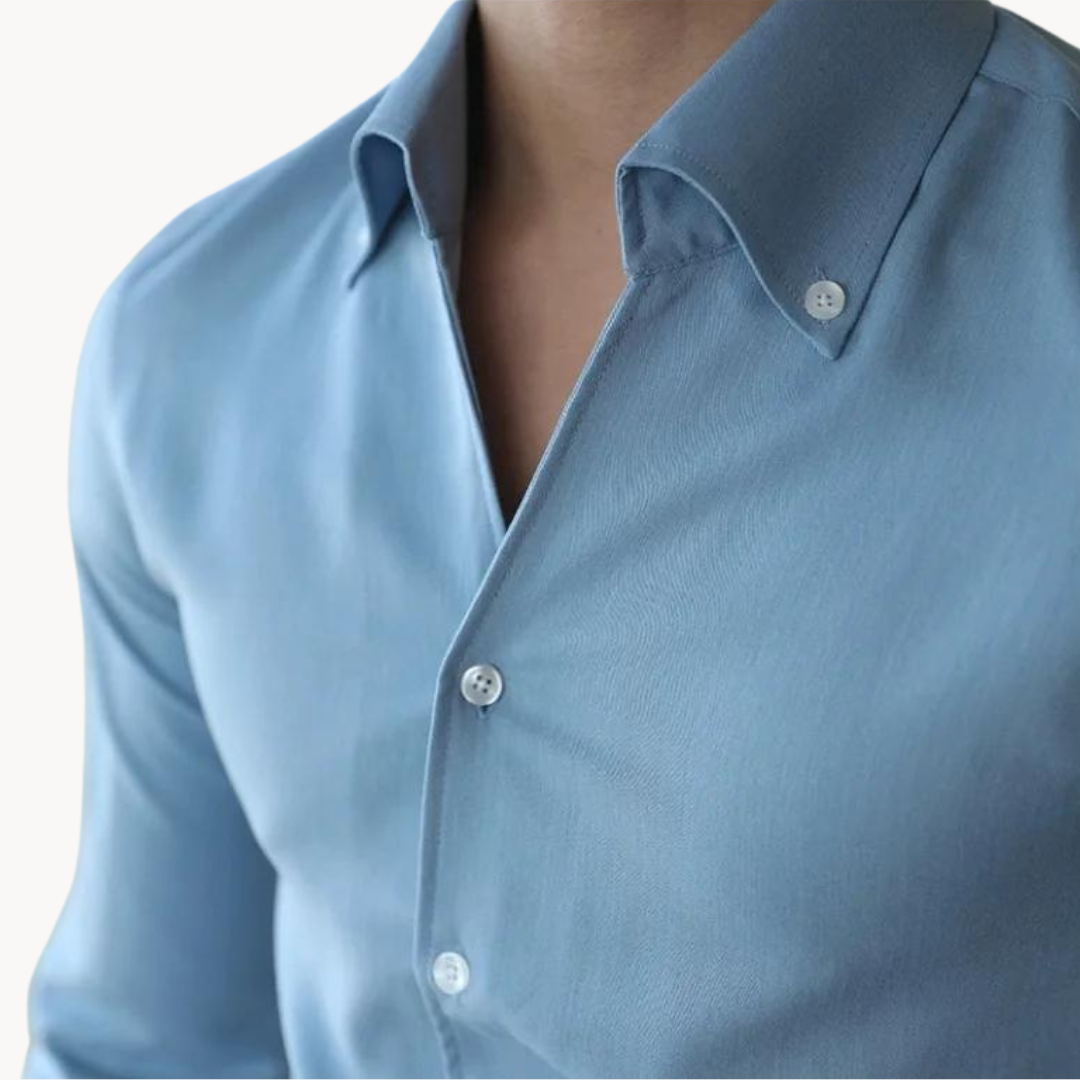 Herrskjorta – Slim Fit – 100% Bomull – Lång ärm – Formell knäppning