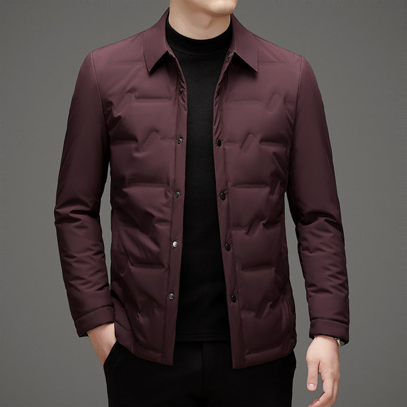 Herrjacka – Slim Fit – Vadderad Quiltad – Vattenavvisande – Knapplåsning – Höftlängd