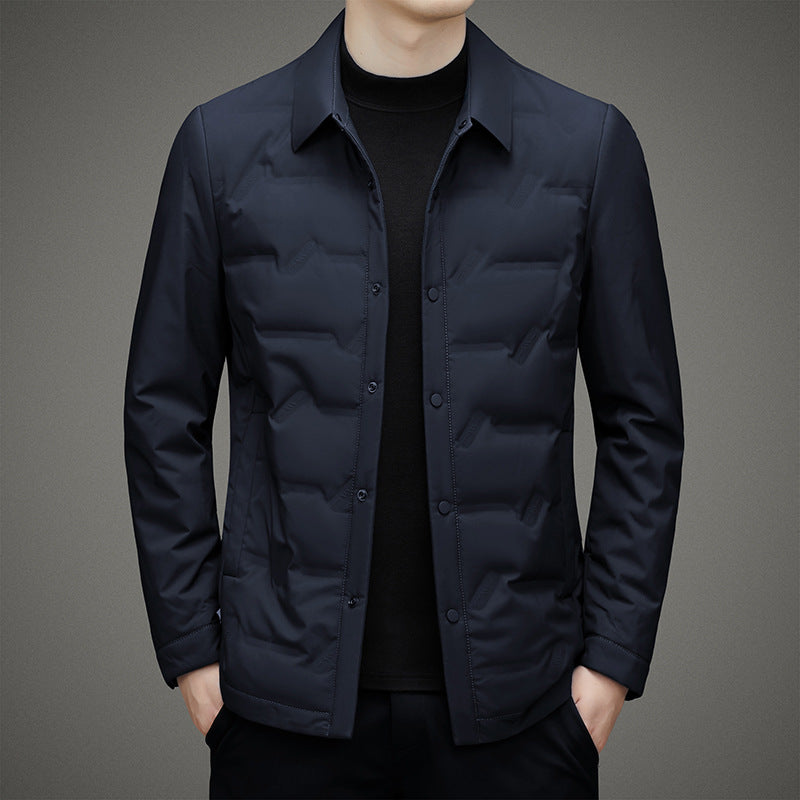 Herrjacka – Slim Fit – Vadderad Quiltad – Vattenavvisande – Knapplåsning – Höftlängd