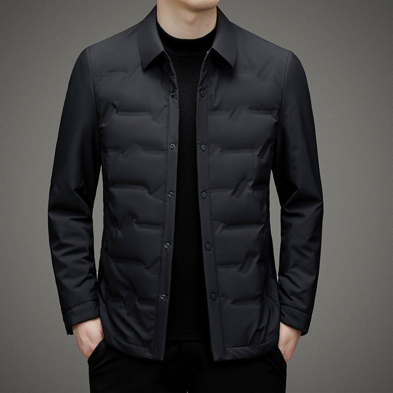 Herrjacka – Slim Fit – Vadderad Quiltad – Vattenavvisande – Knapplåsning – Höftlängd