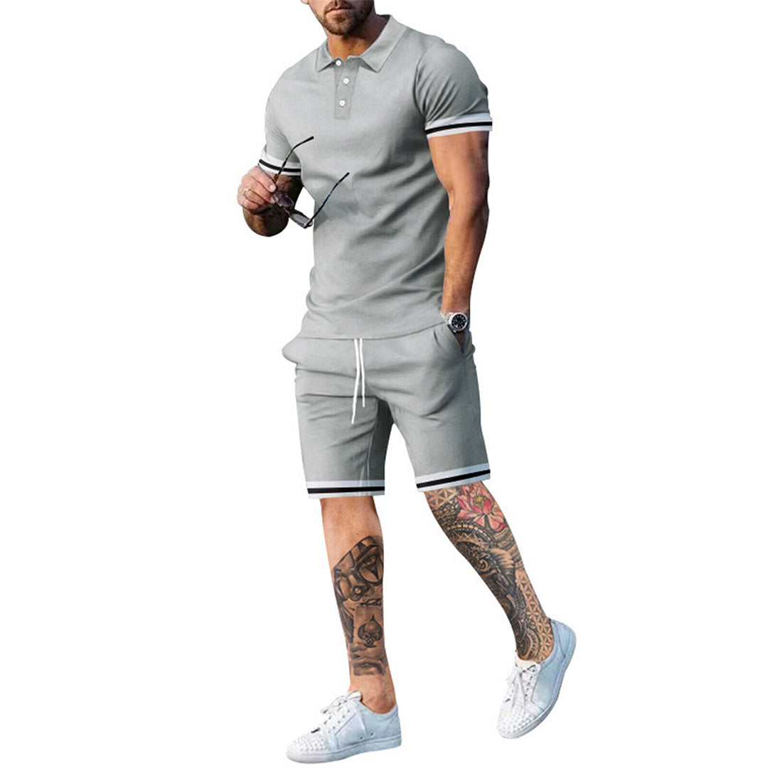 Herrset med pikétröja och shorts – Slim Fit – Andningsbar – Sportig stil