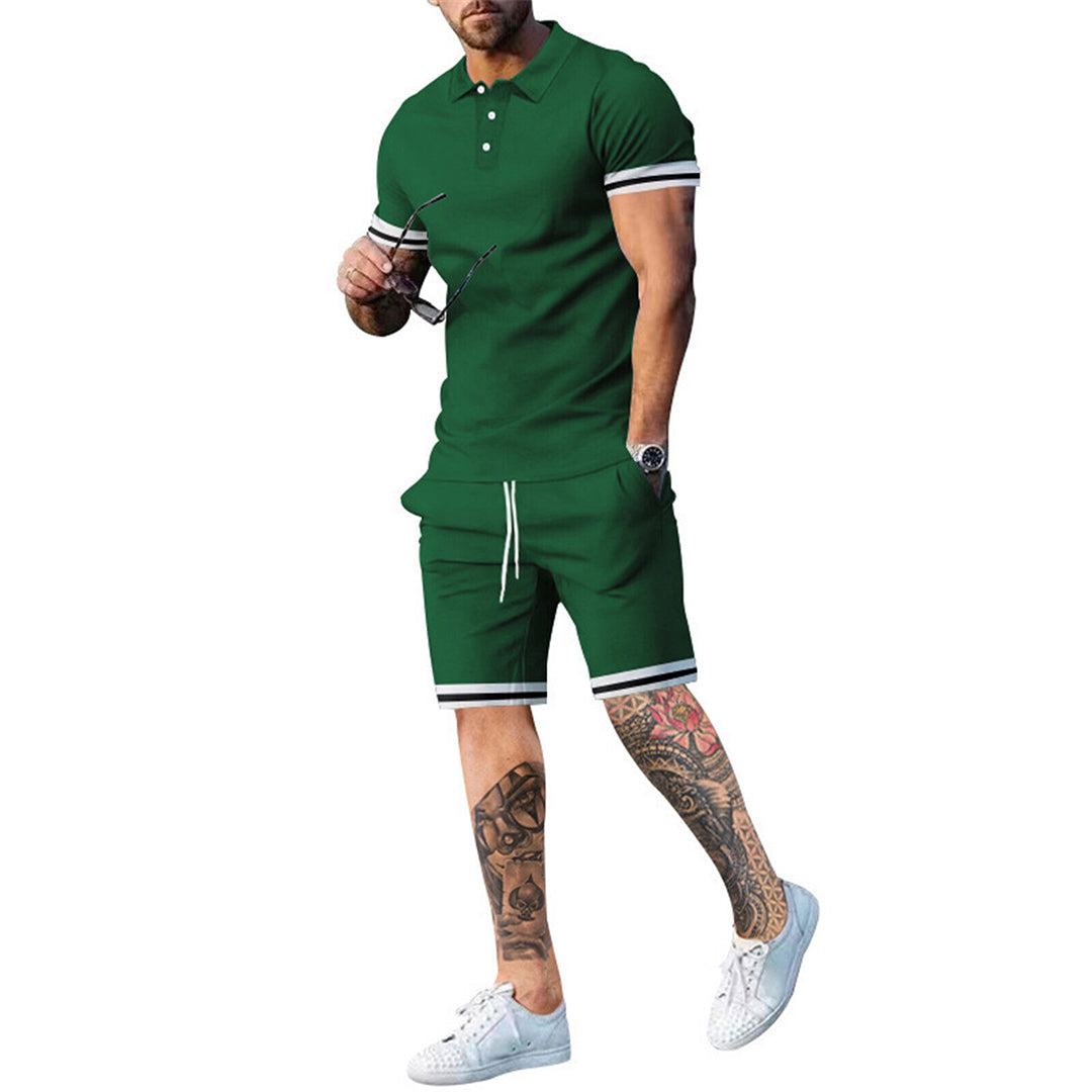 Herrset med pikétröja och shorts – Slim Fit – Andningsbar – Sportig stil
