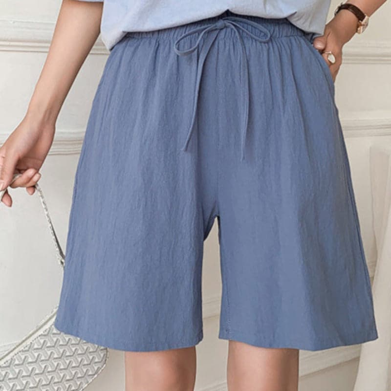 Dam Shorts – Avslappnad Passform – Midjeband med Knytband – Naturliga Fibrer
