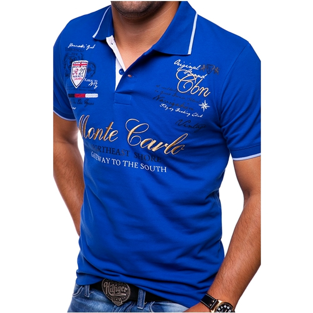 Herr Pikétröja – Slim Fit – Andningsbar Mix – Grafisk Design – Vardagsstil