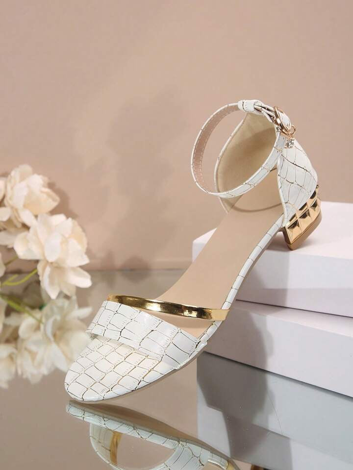 Dam Sandaler – Öppen Tå – Blockklack – Anklerem – Elegant Design – Bekväm Passform