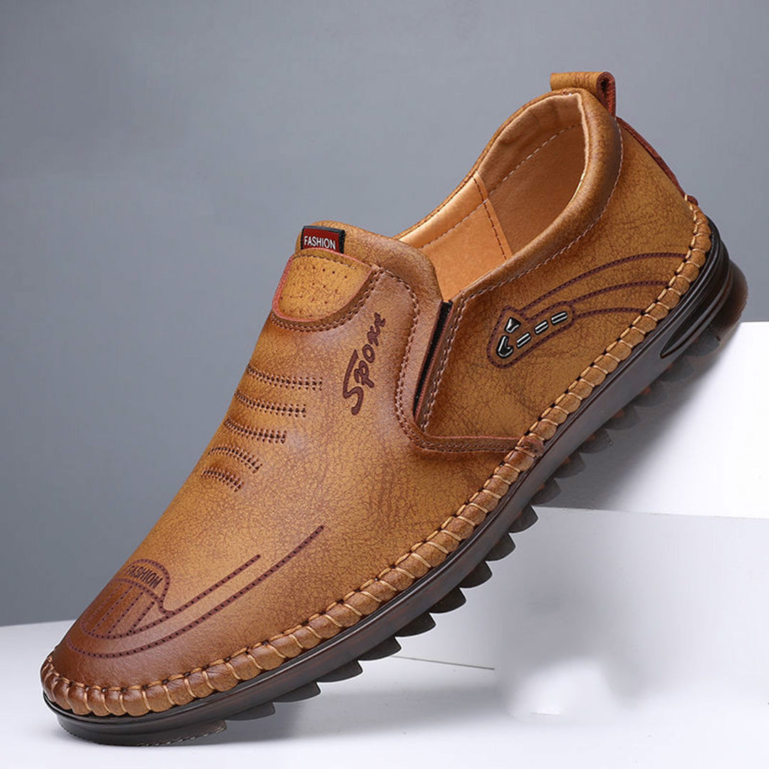 Herr Loafers - Slip-on Komfort - Syntetiskt Läder - Halksäker Gummisula