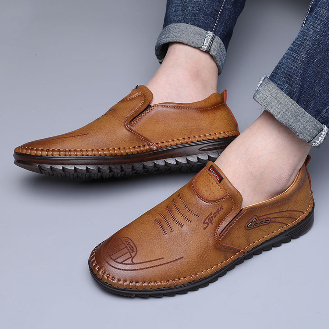 Herr Loafers - Slip-on Komfort - Syntetiskt Läder - Halksäker Gummisula