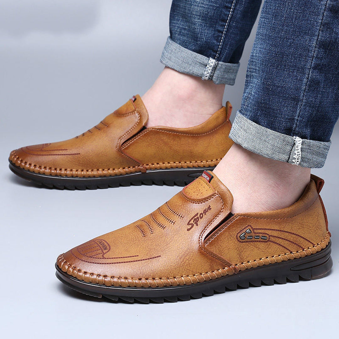 Herr Loafers - Slip-on Komfort - Syntetiskt Läder - Halksäker Gummisula