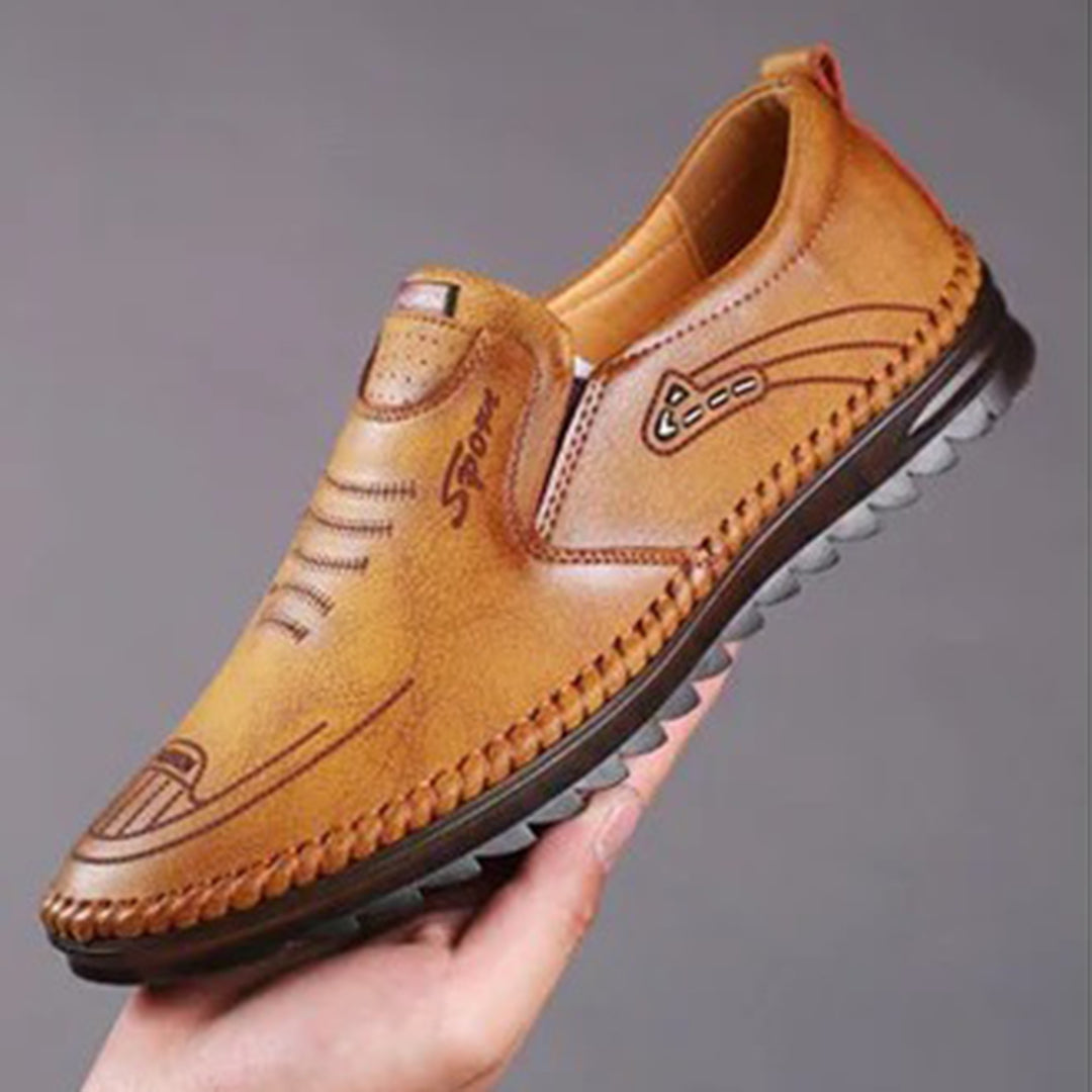 Herr Loafers - Slip-on Komfort - Syntetiskt Läder - Halksäker Gummisula