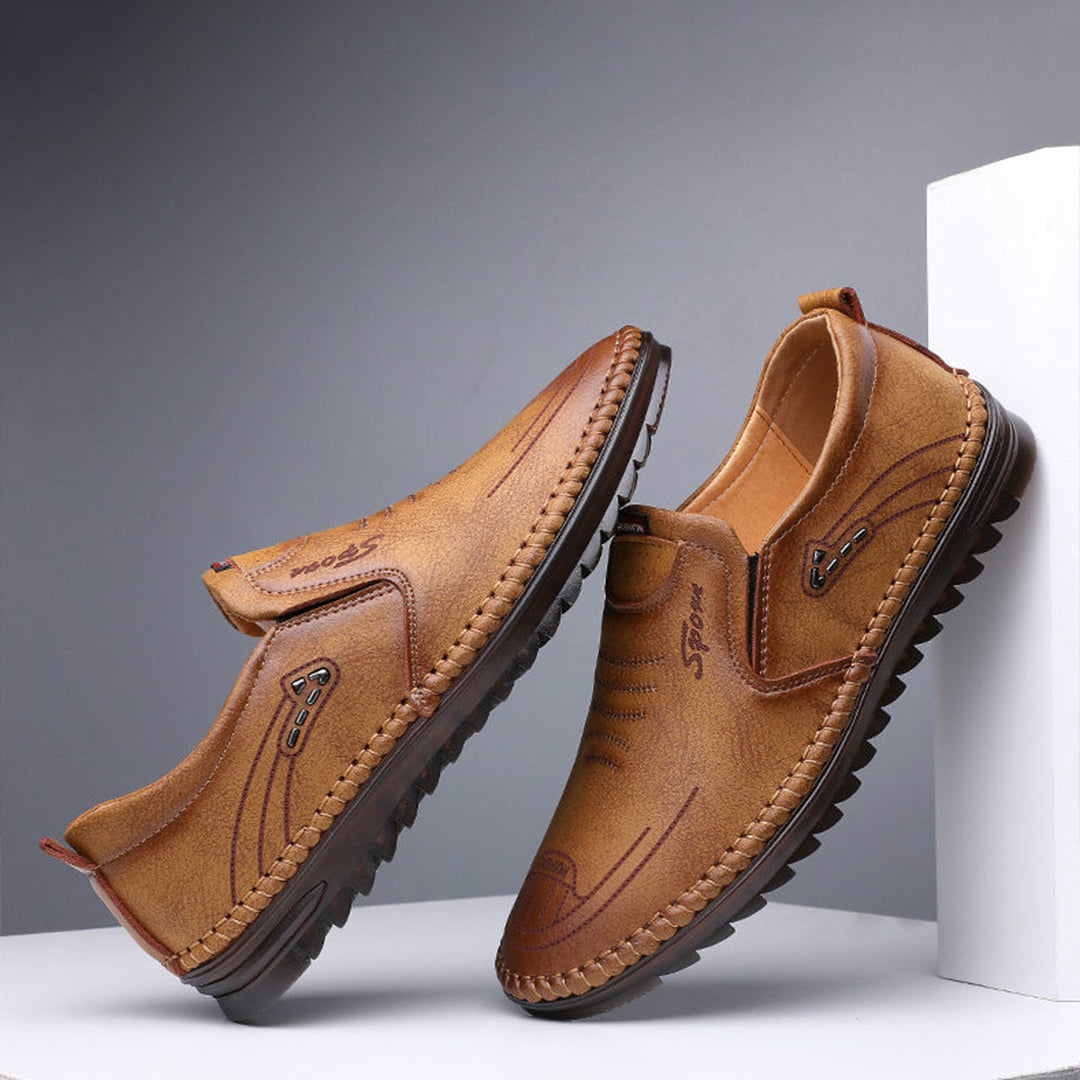 Herr Loafers - Slip-on Komfort - Syntetiskt Läder - Halksäker Gummisula