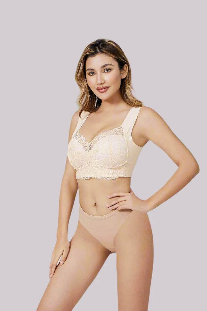 Dam Push-up BH – Andningsbart Material – Spetsdetaljer – Brett Stöd – Full Täckning
