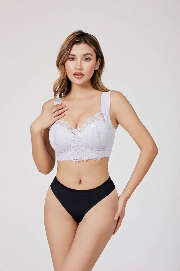 Dam Push-up BH – Andningsbart Material – Spetsdetaljer – Brett Stöd – Full Täckning