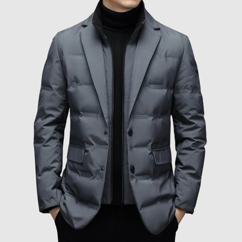 Herrjacka – Slim Fit – Quiltad Blazerstil – Höftlängd – Knappstängning