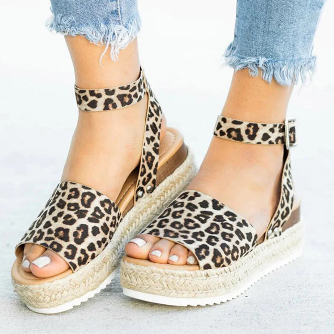 Damsandaler - Espadrille Plattform - Juteflätad Sula - Justerbar Rem