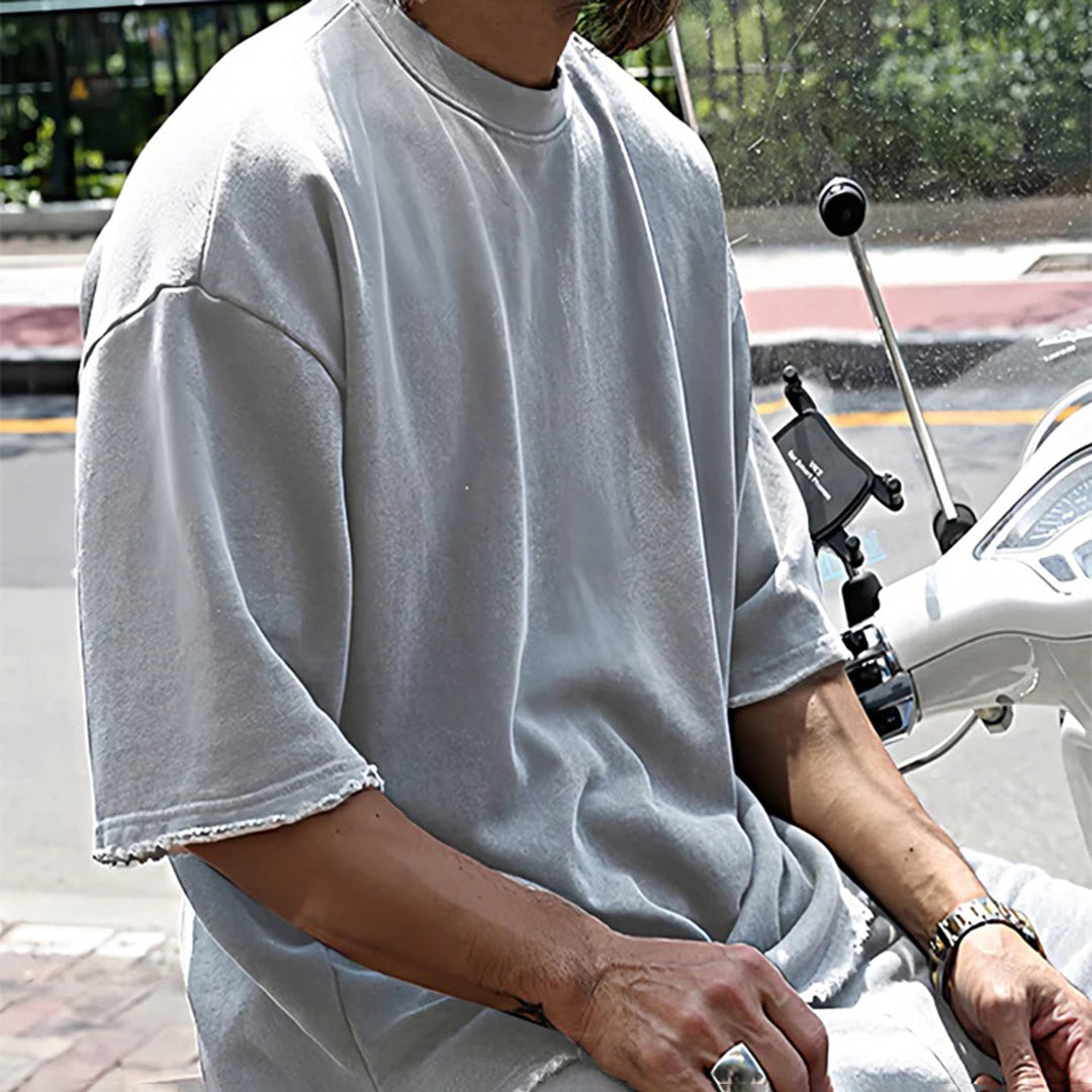 Herrset med t-shirt och shorts – Oversize passform – Andningsbar mjuk kvalitet