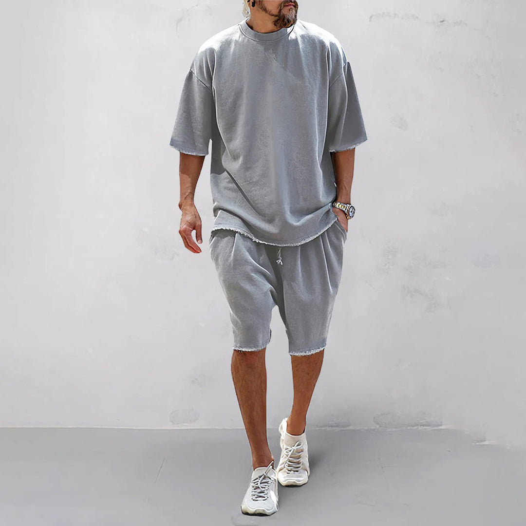 Herrset med t-shirt och shorts – Oversize passform – Andningsbar mjuk kvalitet