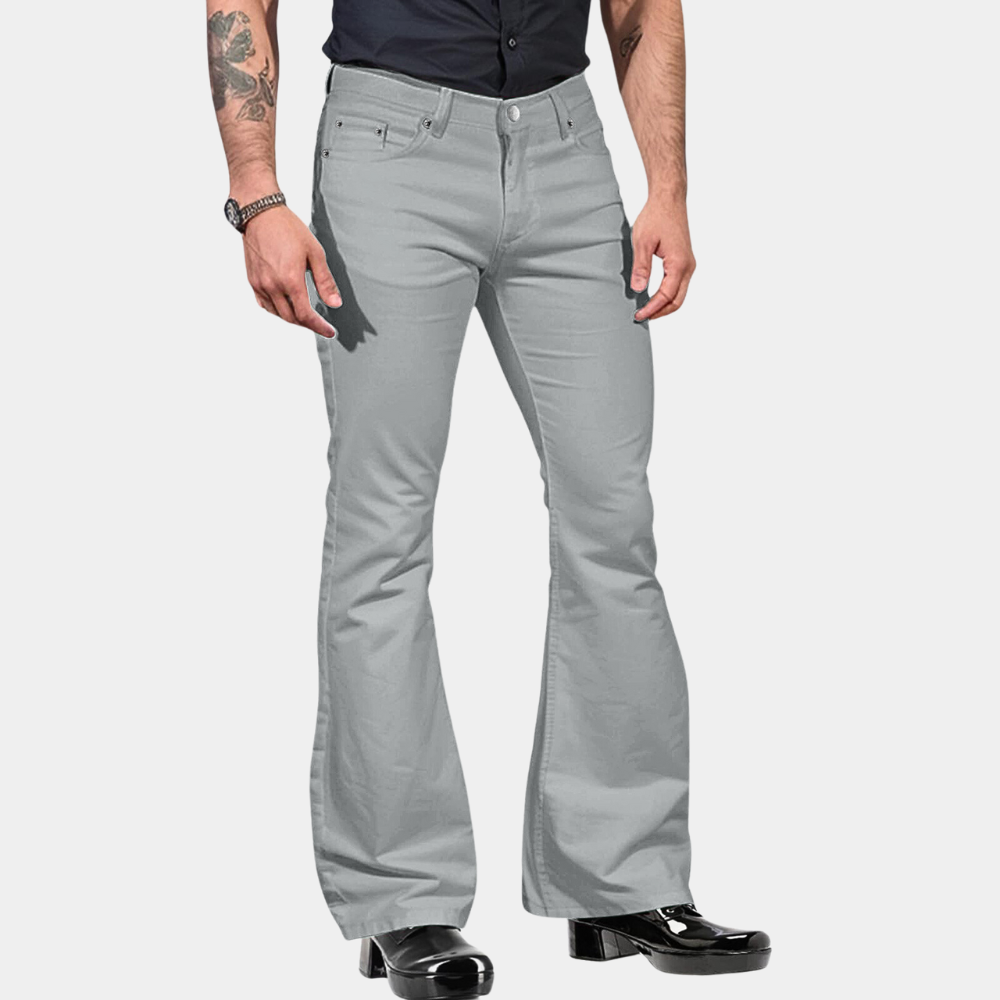 Herr Flare Byxor – Klassisk Passform – Utsvängda Ben – Retro Stil