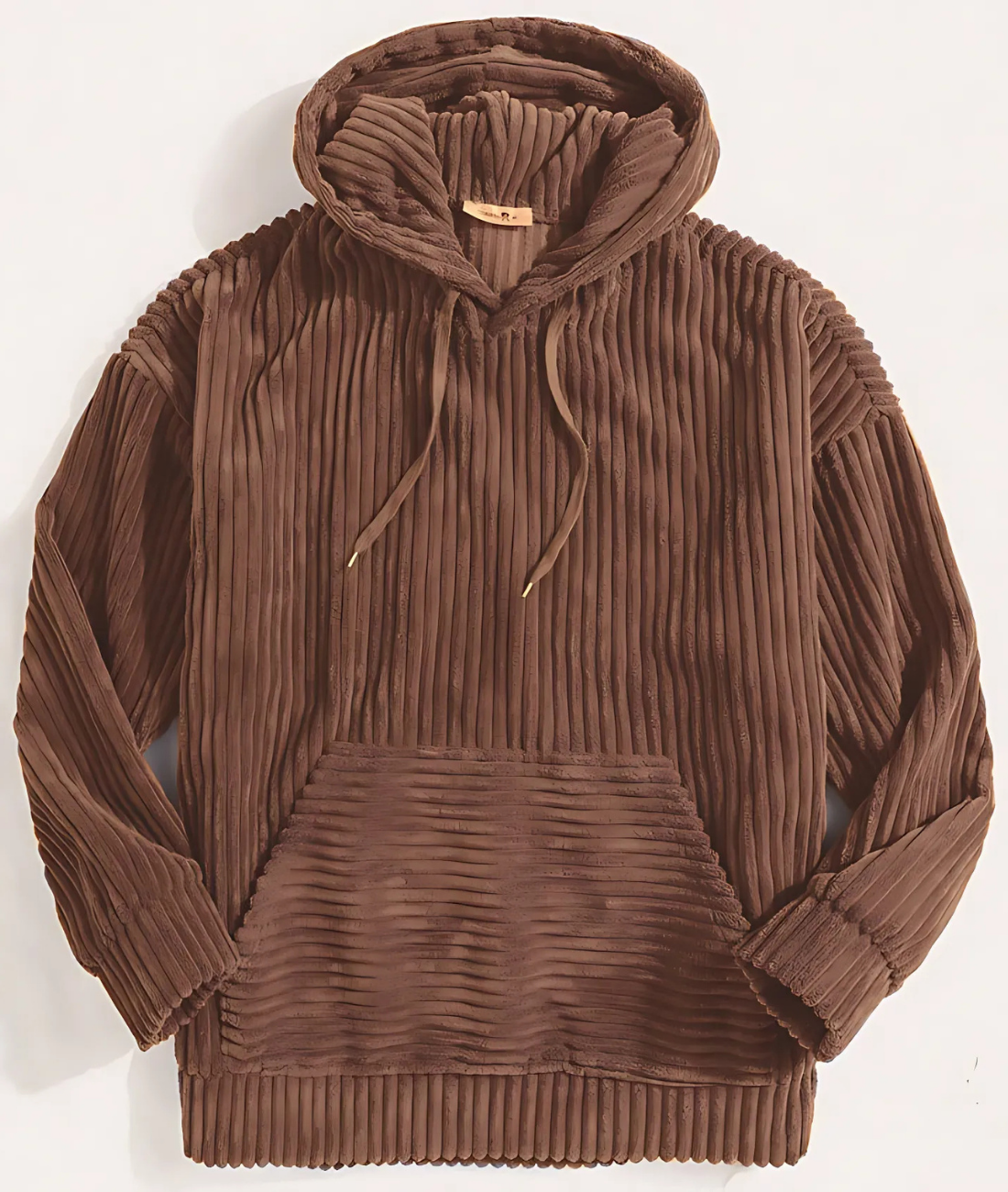 Herrhoodie – Oversize avslappnad passform – Manchestertyg – Känguruficka – Muddar