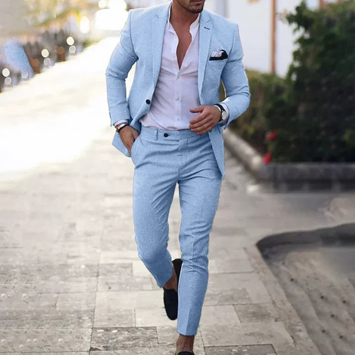 Herrkostym – Skräddarsydd Kavaj och Byxor – Slim Fit – Elegant Formell Stil
