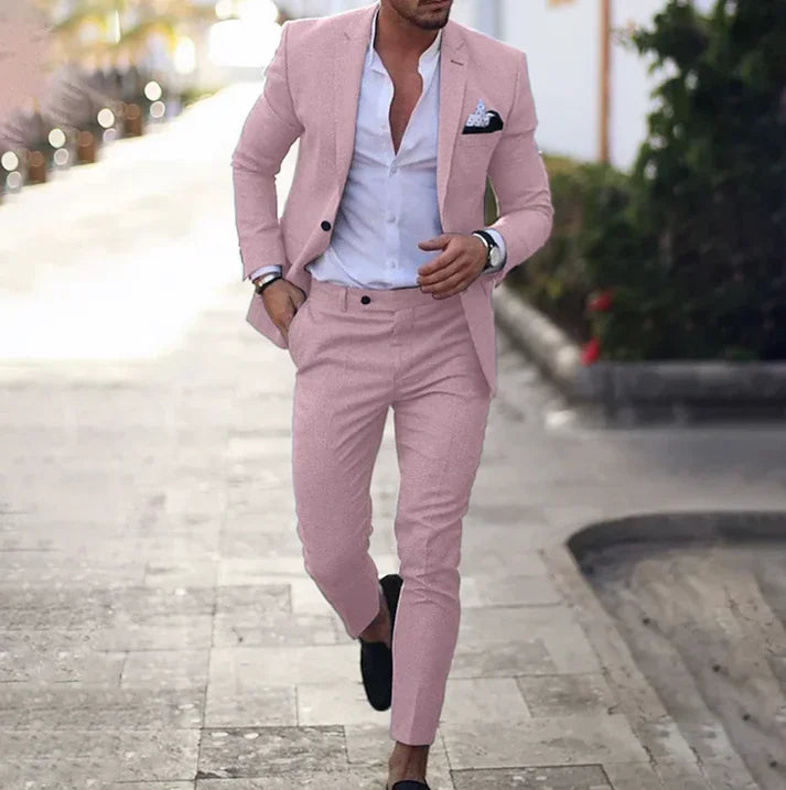 Herrkostym – Skräddarsydd Kavaj och Byxor – Slim Fit – Elegant Formell Stil