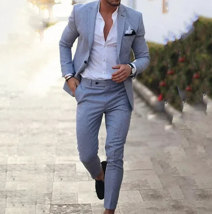 Herrkostym – Skräddarsydd Kavaj och Byxor – Slim Fit – Elegant Formell Stil