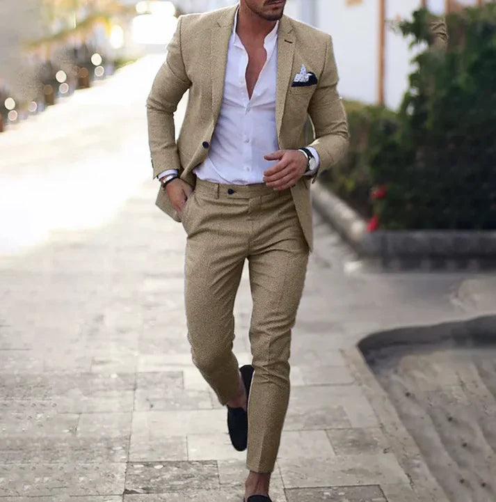 Herrkostym – Skräddarsydd Kavaj och Byxor – Slim Fit – Elegant Formell Stil