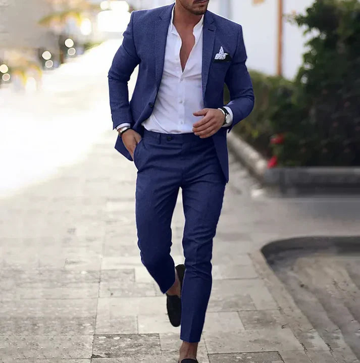 Herrkostym – Skräddarsydd Kavaj och Byxor – Slim Fit – Elegant Formell Stil