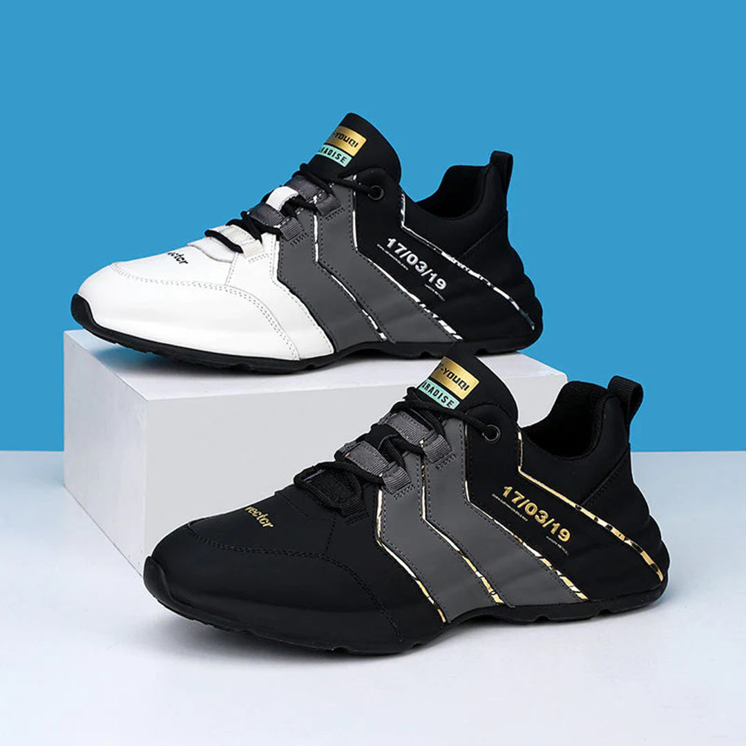 Herr Sneakers - Lågt Skaft - Sportig Design - Flexibel och Hållbar - Snörning