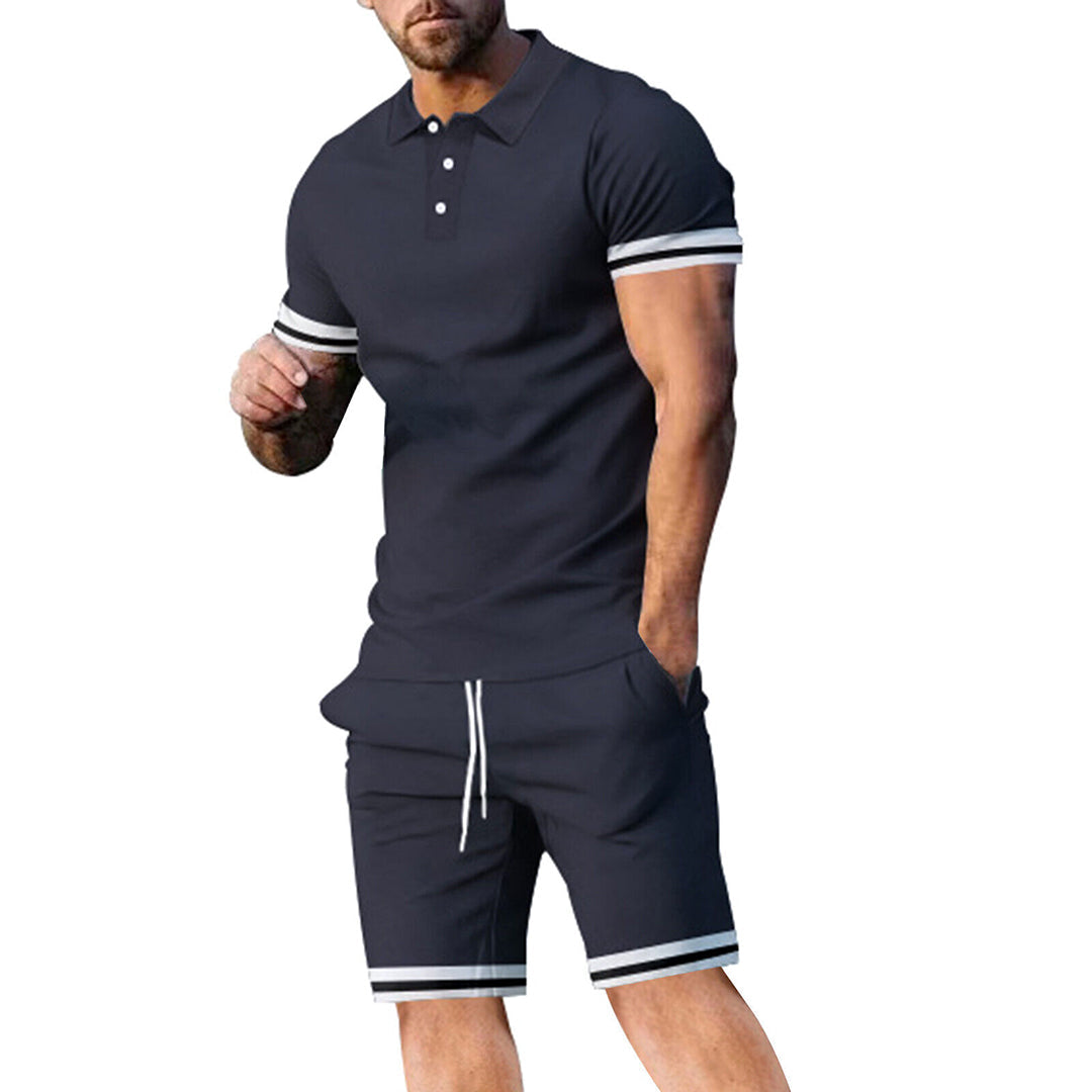 Herrset med pikétröja och shorts – Slim Fit – Andningsbar – Sportig stil