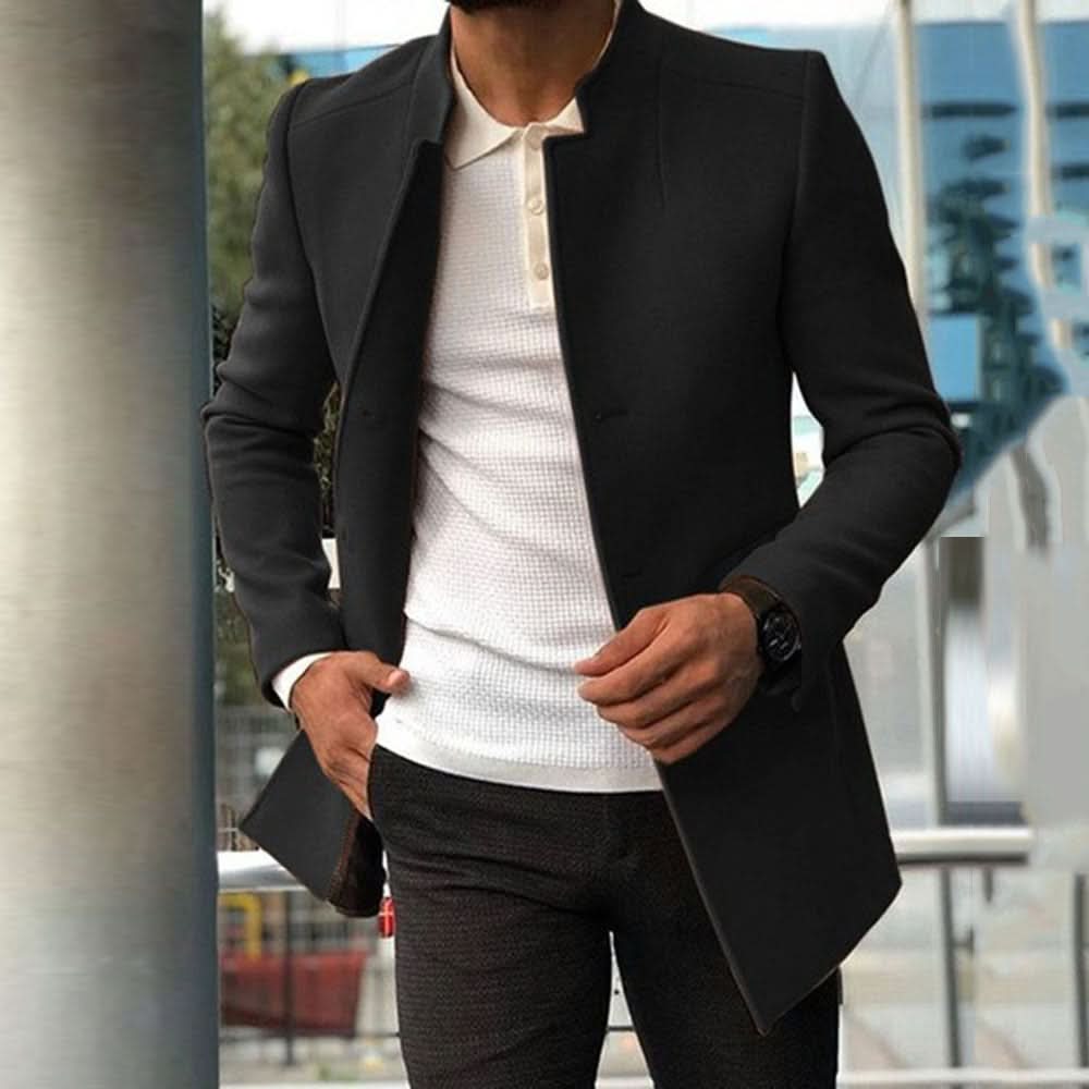Herrkappa - Ståkrage - Knälång - Elegant och Stilren Design