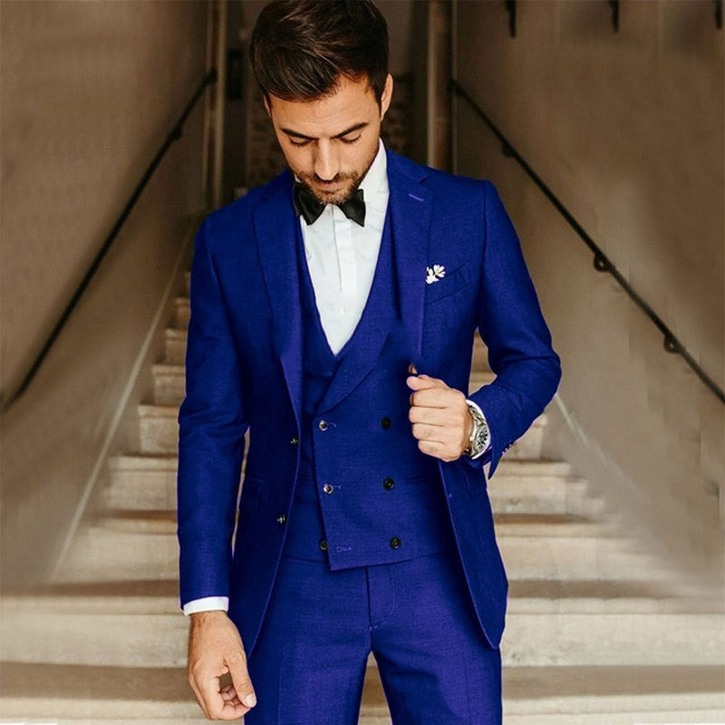 Herrkostym 3-delad – Slim Fit – Lyxigt Tyg – Väst och Enkelknäppt Kavaj