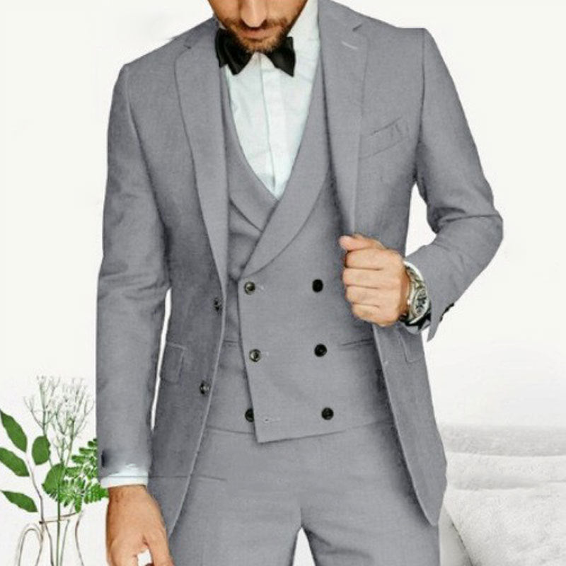 Herrkostym 3-delad – Slim Fit – Lyxigt Tyg – Väst och Enkelknäppt Kavaj