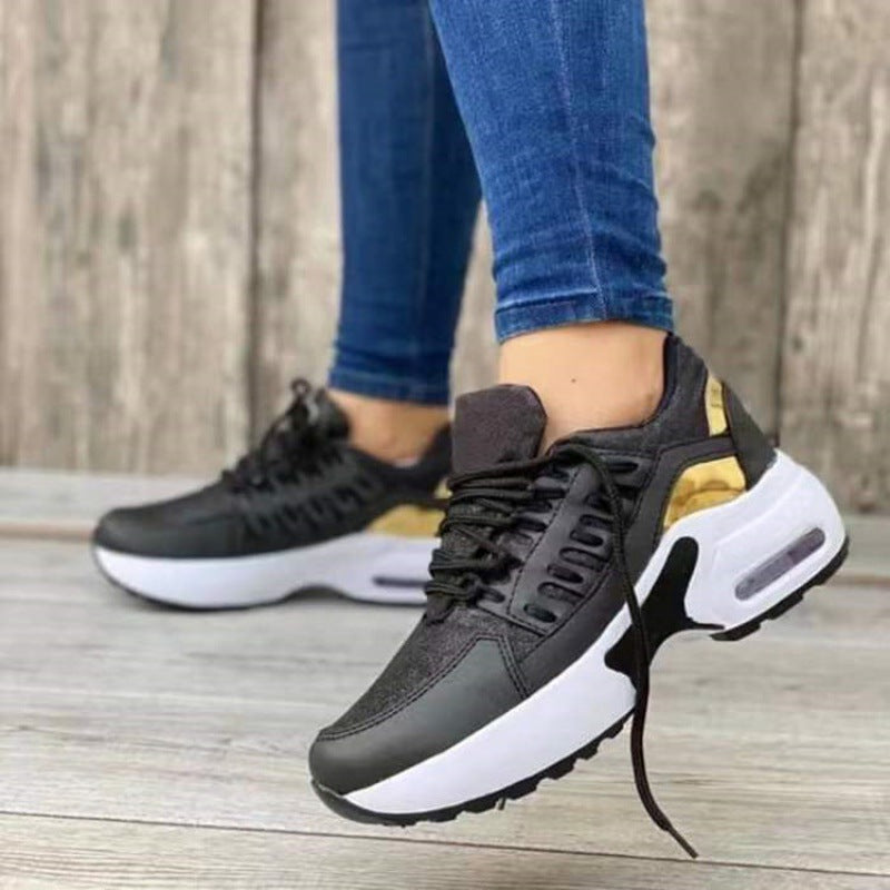 Dam Sneakers – Plattformssula – Andningsbar Design – Snörning – Sportig Stil
