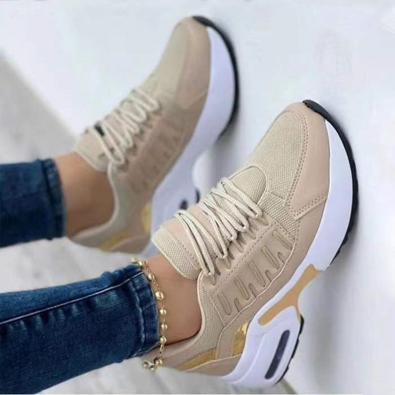Dam Sneakers – Plattformssula – Andningsbar Design – Snörning – Sportig Stil