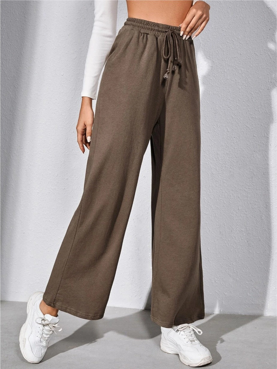 Dam Byxbyxor – Bomullsstickad – Avslappnad Passform – Dragsko i Midjan – Lounge Casual