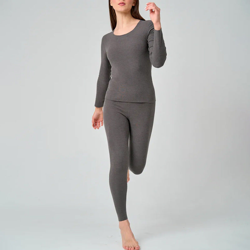 Dam Lounge Set – Slim Fit – Långärmad Topp & Högmidjade Stretchbyxor
