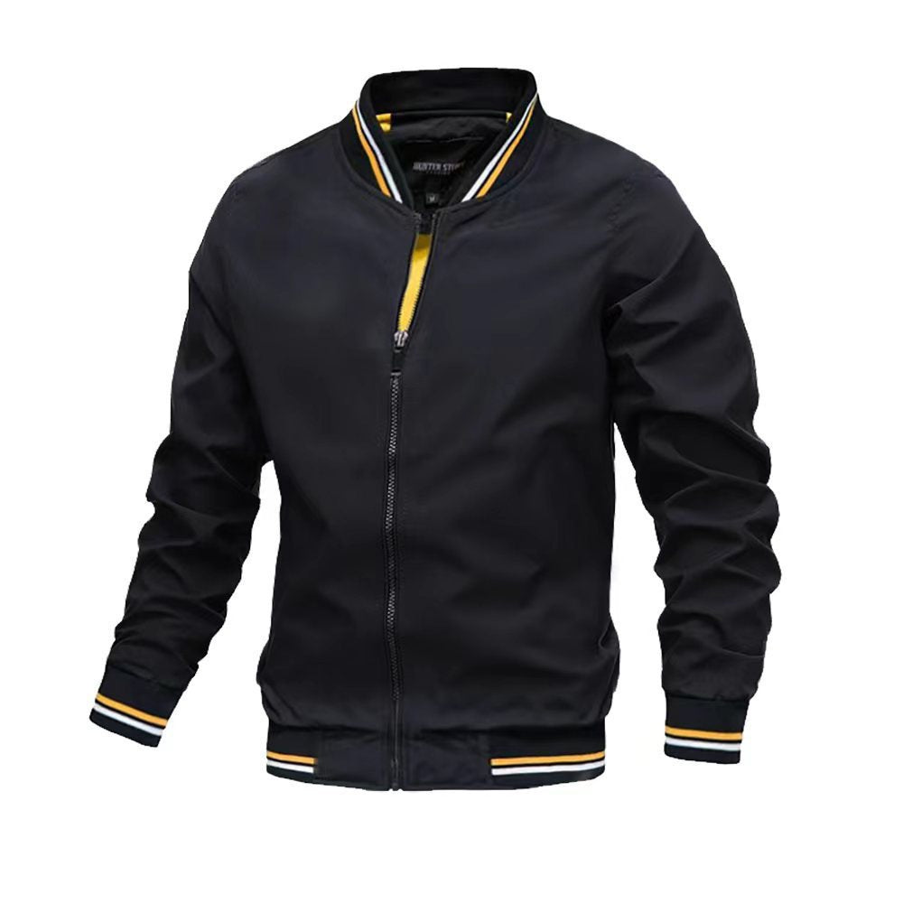 Herrjacka – Slim Fit – Ståkrage – Ribbad Fåll och Mudd – Lättviktsmaterial – Dragkedja