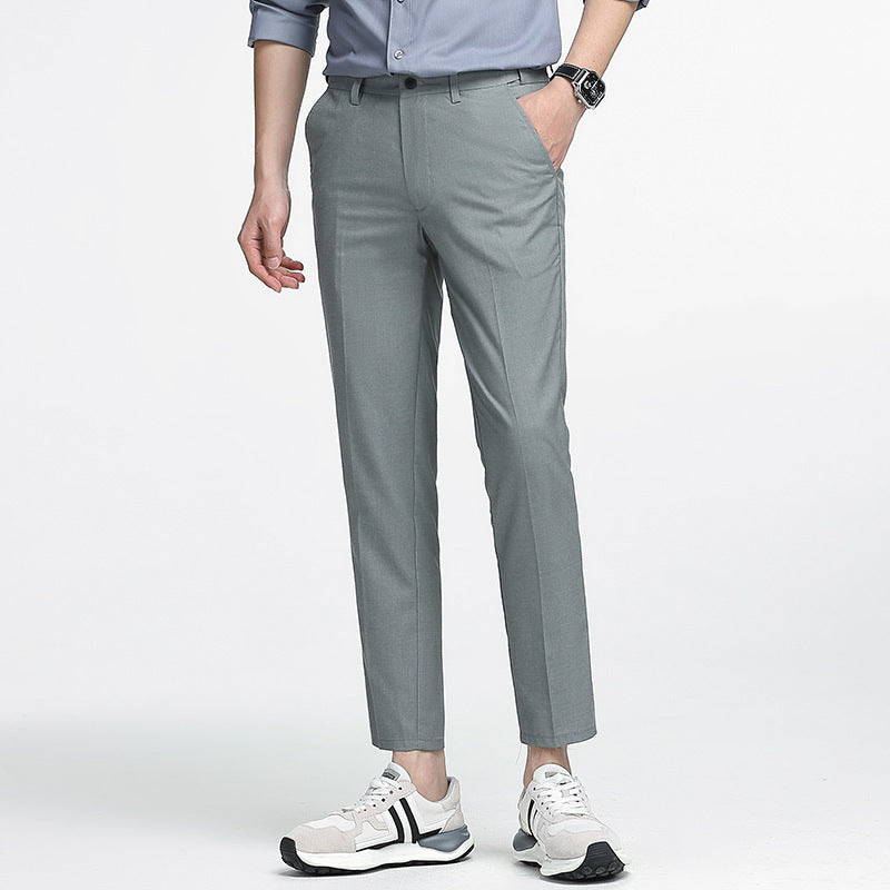 Herrbyxor – Slim Fit – Avsmalnande Rak Modell – Ankellånga