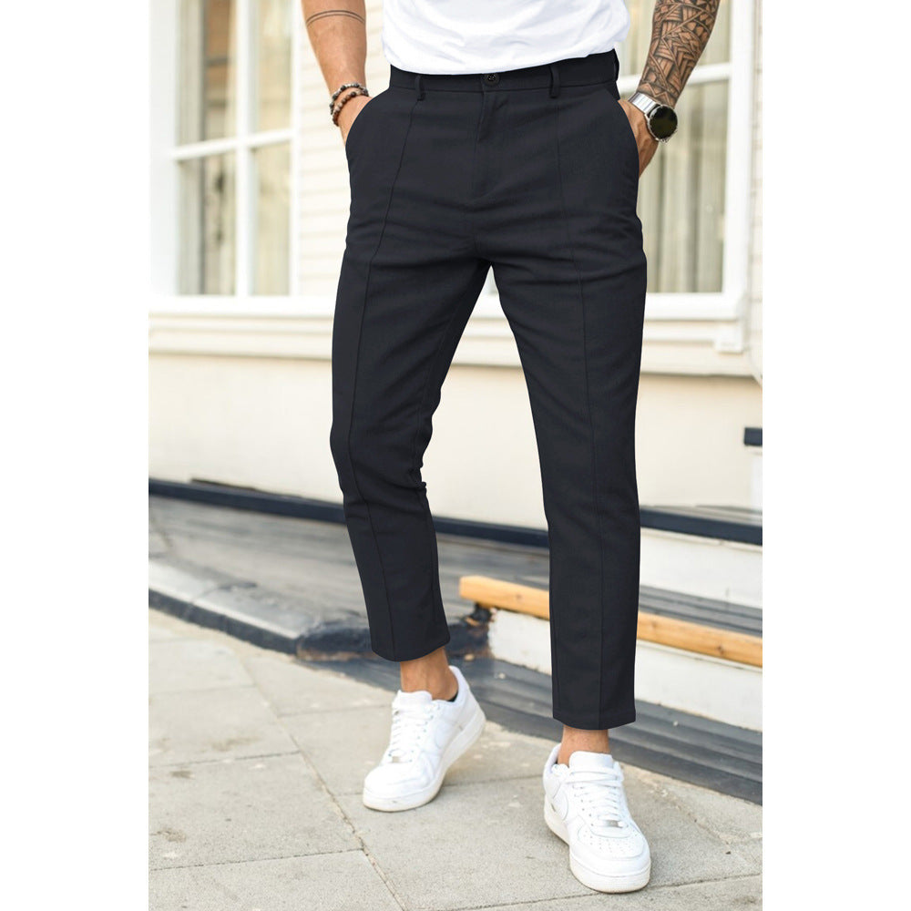Herrbyxa – Slim Fit – Ankellång – Dubbla Pressveck – Andningsbart Tyg – Bälteshällor