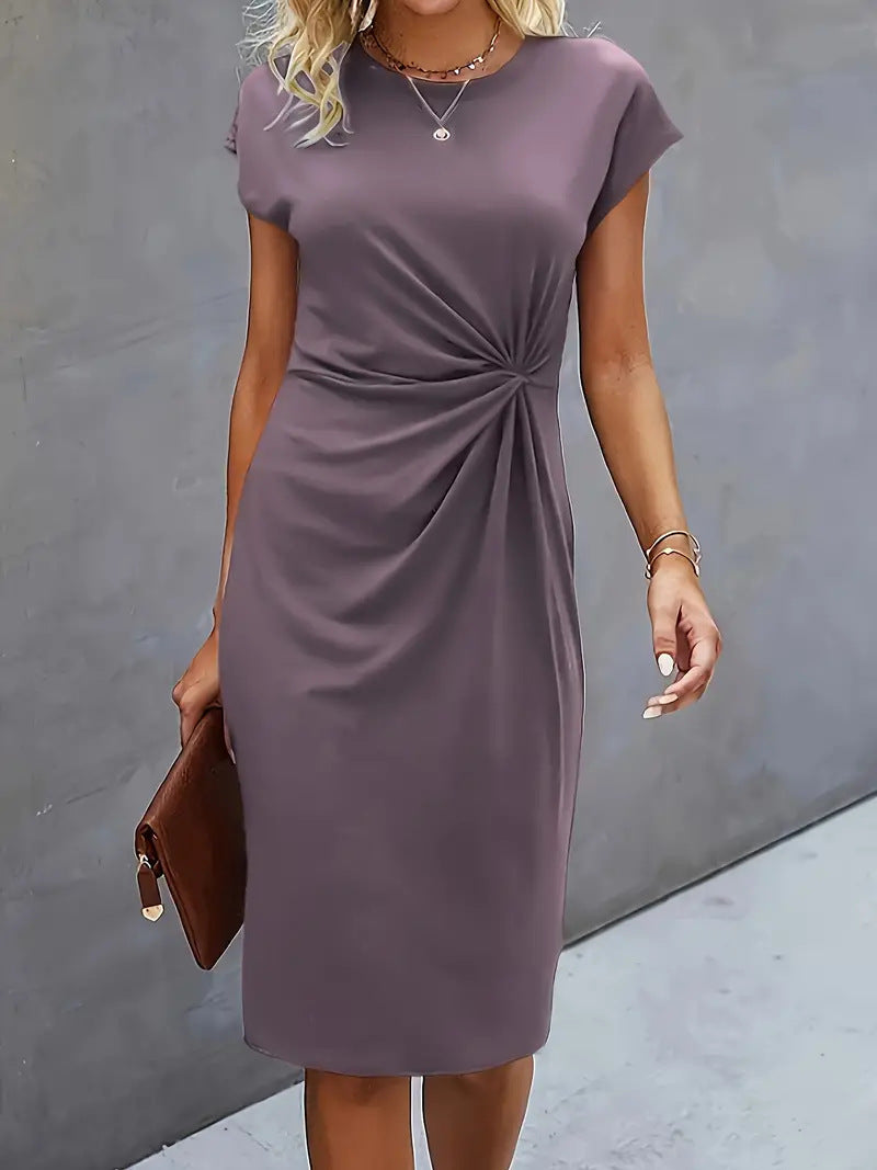 Damklänning Bodycon – Slim Fit – Stretchigt Tyg – Kort Ärm – Knytning i sidan