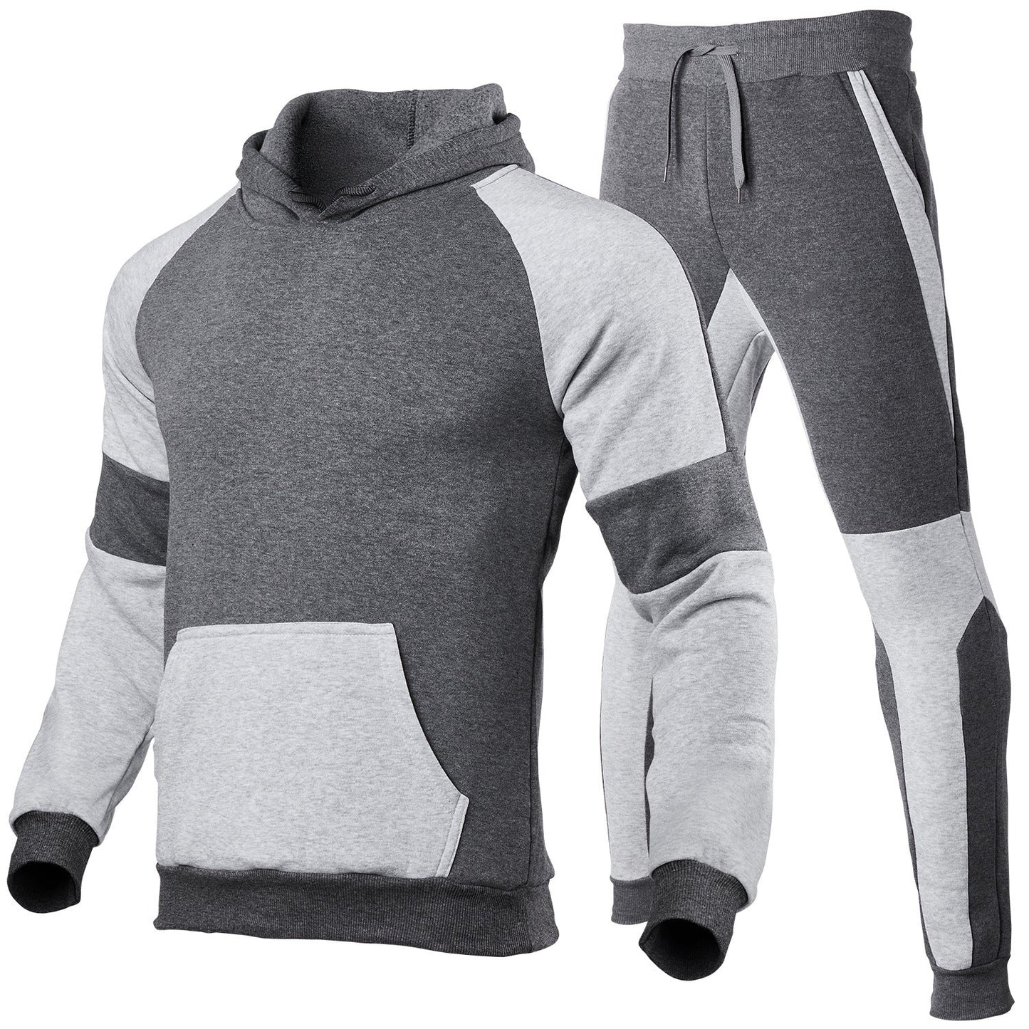 Herr Hoodieset – Avslappnad Passform – Bomullsblandning – Sportig Design