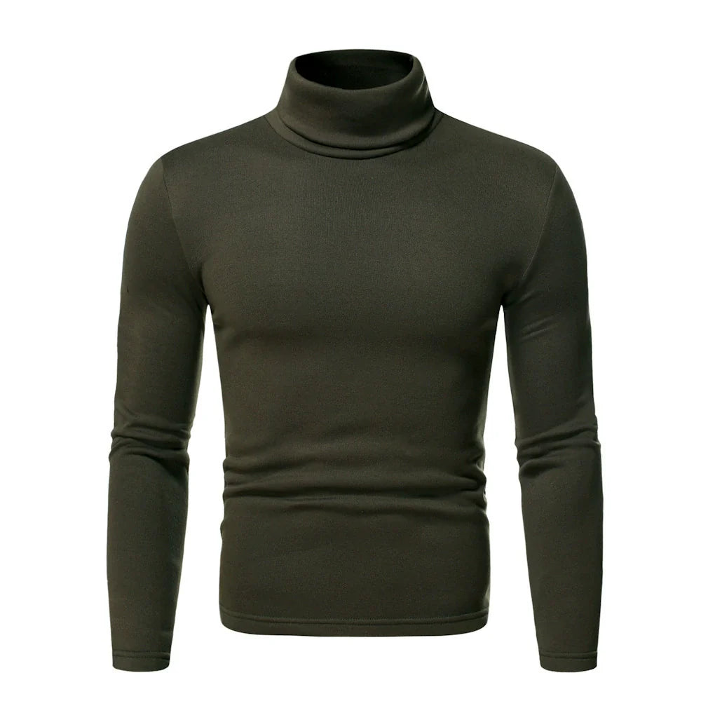 Herr Turtleneck T-shirt – Slim Fit – Stretchig Värmande – Långärmad Baslager