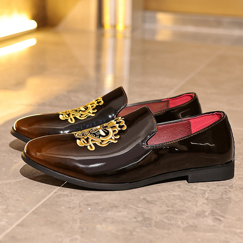 Herrloafers – Glansig Finish – Broderad Detalj – Regular Fit Formell Slip-on