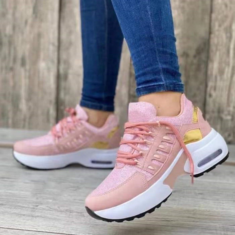Dam Sneakers – Plattformssula – Andningsbar Design – Snörning – Sportig Stil