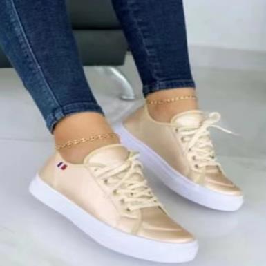 Dam Sneakers – Rund Tå – Snörning – Tjock Sula – Bekväm Vardagsdesign