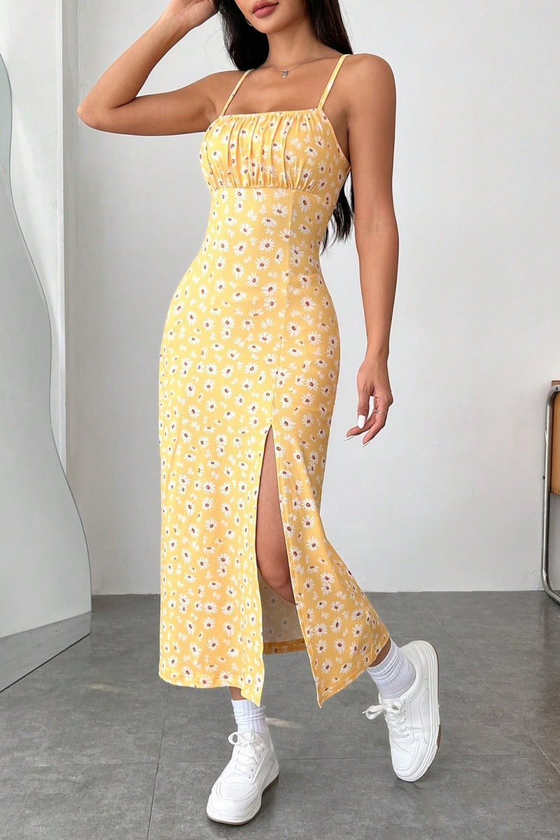 Dam Sundress – Smal Passform – Bustierliv – Spaghettiband – Blommig Midiklänning