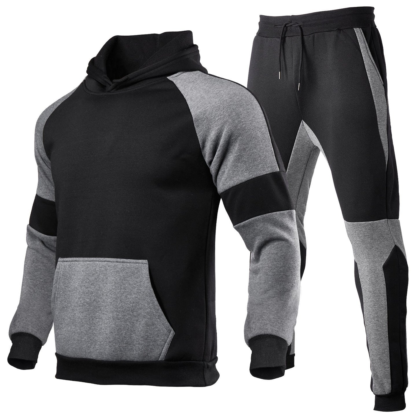 Herr Hoodieset – Avslappnad Passform – Bomullsblandning – Sportig Design